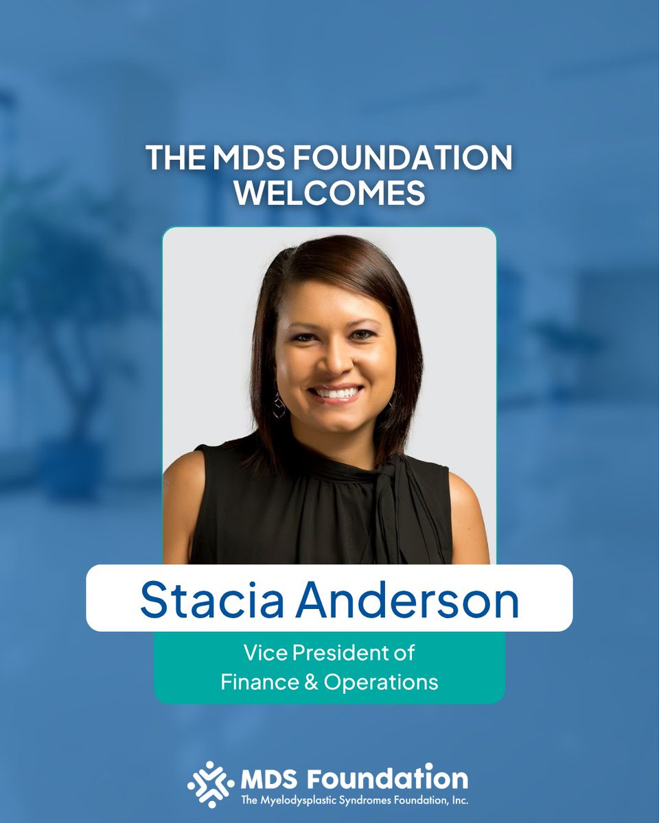 MDSFoundation's tweet photo. Please join us in welcoming two new members to the MDS Foundation team!

We’re excited to welcome Victor Gonzalez, Vice President of Partnerships &amp; Programs, and Stacia Anderson, Vice President of Finance &amp; Operations, to our growing team. https://t.co/Lz70D7vuUp