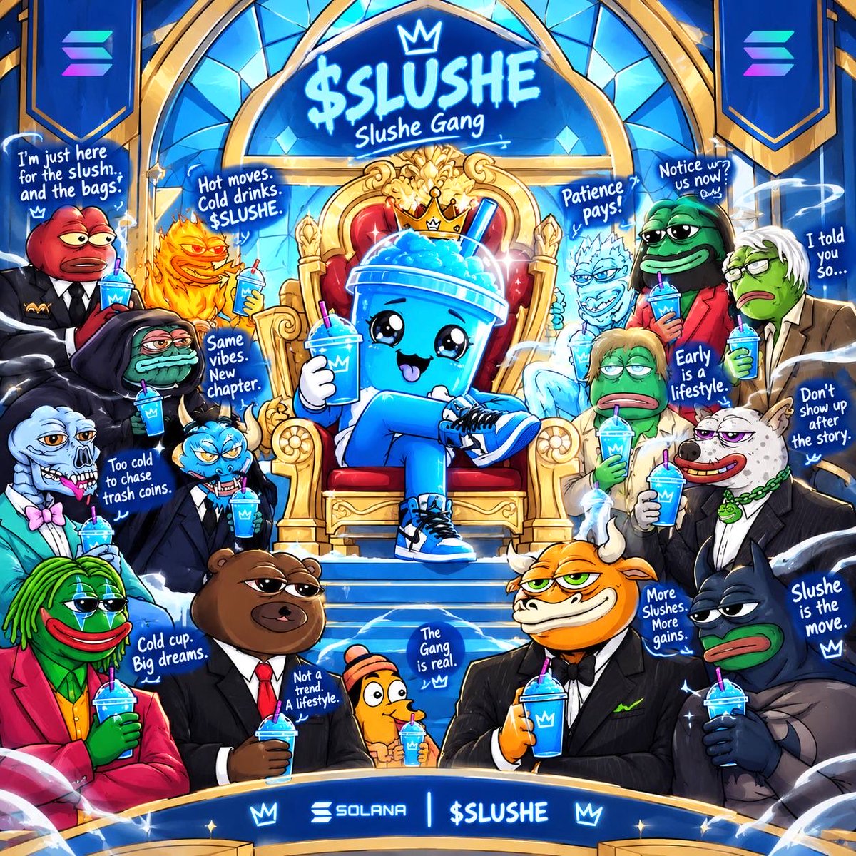 mofweb3space001's tweet photo. My memes submission!! 

They said it was “just a slushie” 😂 meanwhile bro was cooking, building the Gang and sitting on the throne like he knew something we didn’t. 

I guess we just weren’t paying attention 🥶💙 

@SlusheCoin #SLUSHE https://t.co/54uD5iOaxn