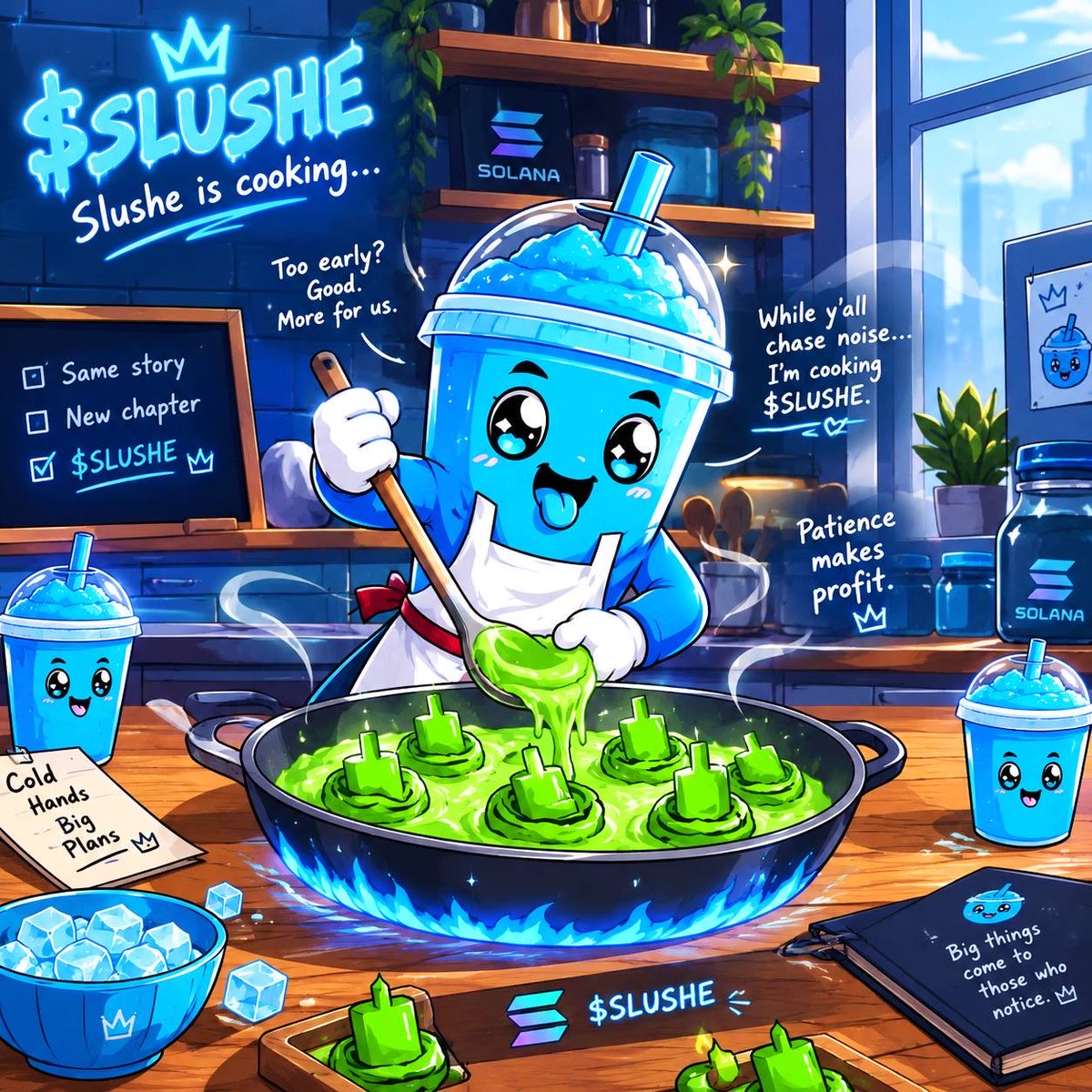 mofweb3space001's tweet photo. My memes submission!! 

They said it was “just a slushie” 😂 meanwhile bro was cooking, building the Gang and sitting on the throne like he knew something we didn’t. 

I guess we just weren’t paying attention 🥶💙 

@SlusheCoin #SLUSHE https://t.co/54uD5iOaxn