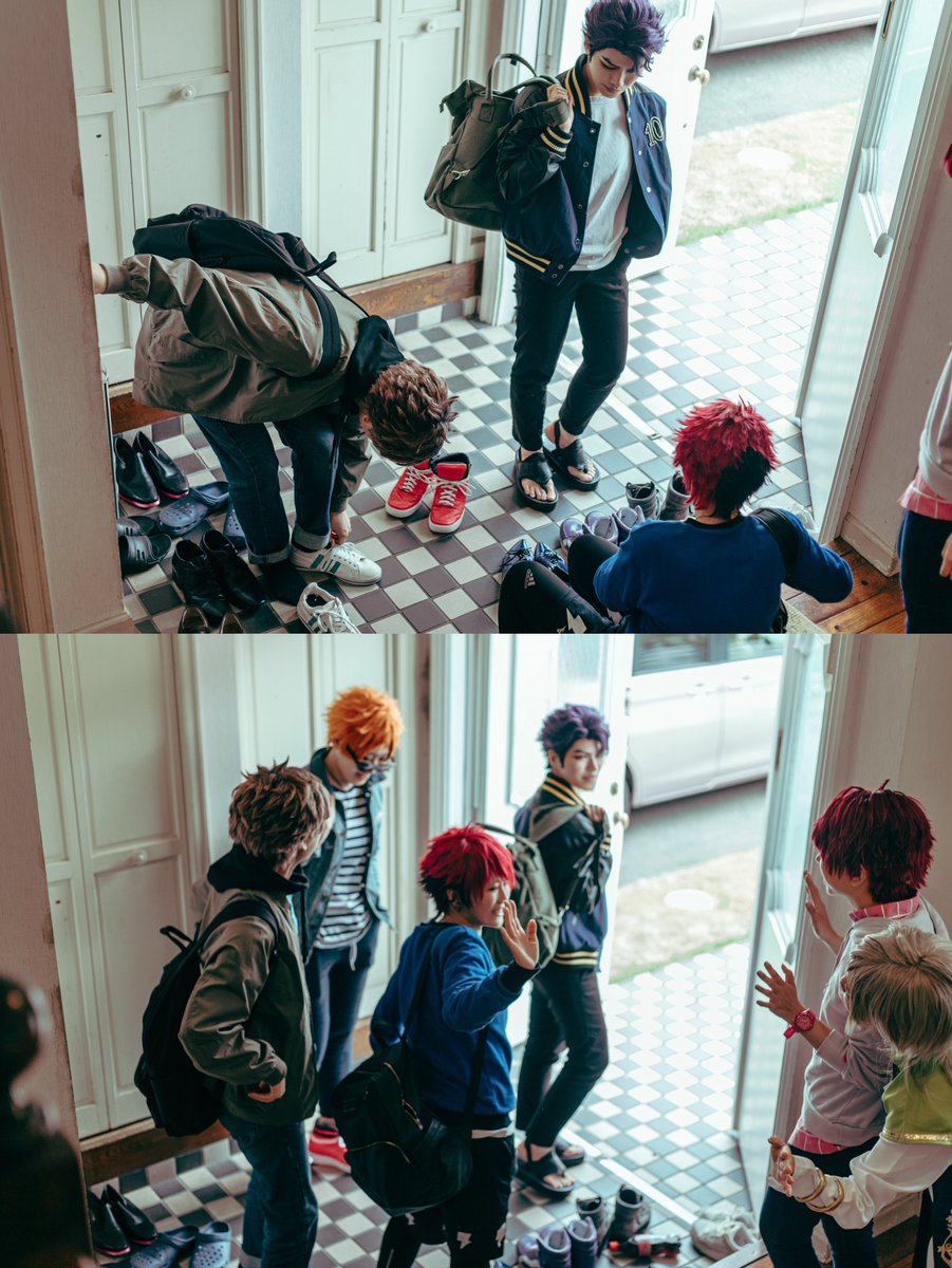 Eryu_cos's tweet photo. 【a3!/cos】
╭┉┉┅┅┉┉╮

  葉星大組の朝☀️

╰┉┉┅┅┉┉╯

「行ってきます👋」

＿＿＿＿＿
🌻@honda_____10 
🍡@mu_muu_mu_ 
🐶@franxx02
🖋️@Eryu_cos 
◎Photo◎
なつさん:1-2枚目
↪︎(@photos_tmt_)
ぴーなっつさん:3-4枚目
↪︎(@pipopapo_rinrin)
＿＿＿＿＿
#Eryucosplaya3🖋 https://t.co/vmpKJ9YRZw