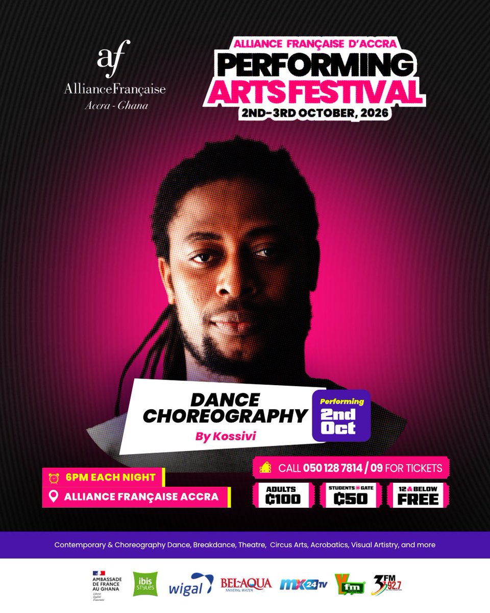AF_Accra's tweet photo. AFPAF 2026 PERFORMERS SPOTLIGHT!
Experience “AGBEDO” by Kossivi (Togo) @kossivisenagbe a captivating choreographic work exploring the poetry and memories embedded in labour gestures.

🎟️ GET YOUR TICKETS!
📞 Call 050 128 7814 / 09 https://t.co/JY9eZL23Tv