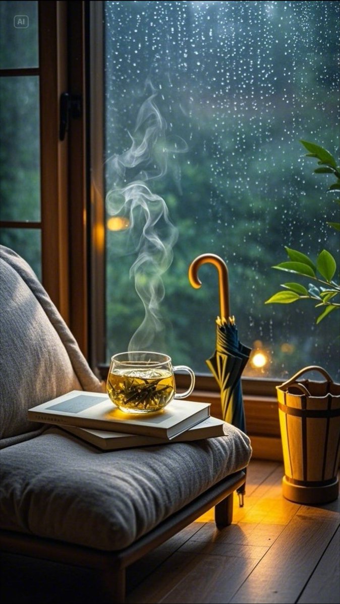 MegaH019's tweet photo. Just sat by the window sipping hot tea, watching raindrops race down the glass—whole world feels slow and soft, like a warm hug I didn’t know I needed.， https://t.co/l7yemYT42n