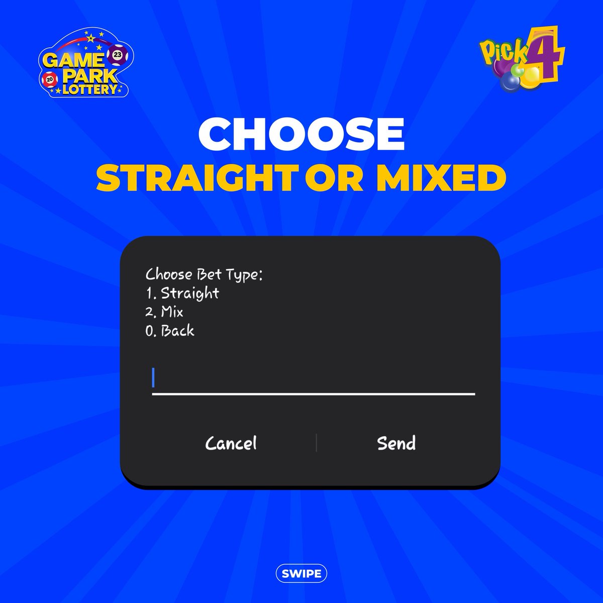 GamePark_GH's tweet photo. Dial *946# to play Pick 1 + Gold Ball daily and gain a shot at winning Mula and weekly jackpot.
#pick1 #goldball #Apickigold https://t.co/p7QlD85pdT