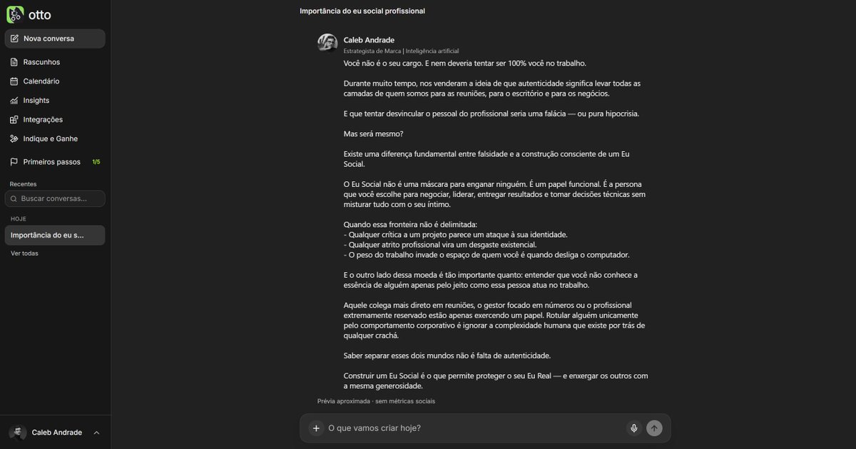 eucalebandrade's tweet photo. Começando hoje um experimento prático por aqui.

Assinei o Otto para entender como funciona a criação e distribuição de conteúdo com IA no X e no LinkedIn. Como sou novo nas duas redes, decidi documentar o processo do zero.

A ideia não é fingir que já sei o caminho, mas testar a ferramenta na prática e acompanhar o crescimento em tempo real: o que funciona, o que engaja e o que é puro ruído.

Irei documentar toda jornada e fornecer insights, feedbacks e sugestões, fica aqui meu agradecimento aos criadores dessa iniciativa

@condzxyz @devjuninho @coelhoxyz 

Quem quiser testar a plataforma ou acompanhar essa jornada de crescimento junto comigo, deixo o link de convite aqui:

https://t.co/Ju3uwB94Tl