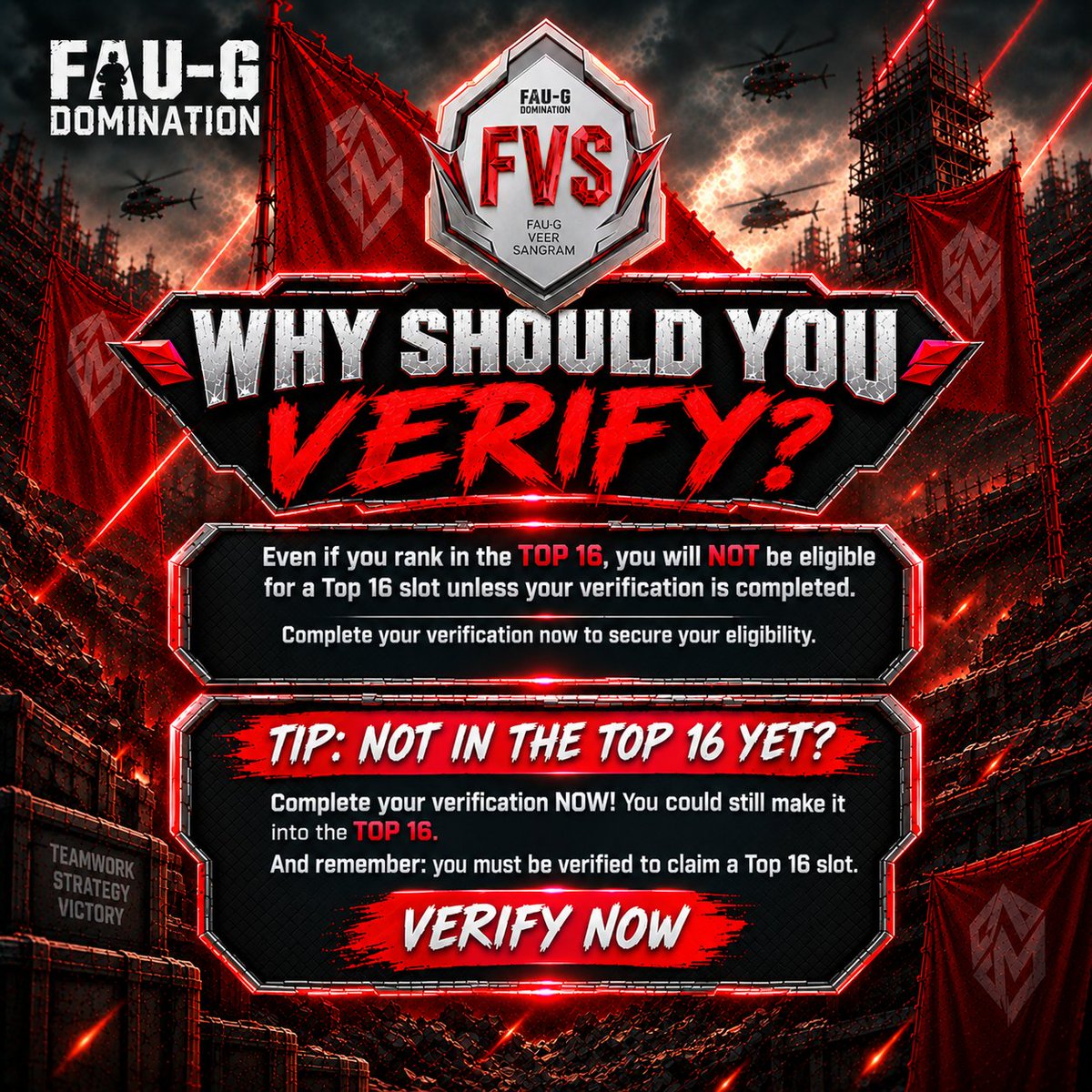 FAUGDomination's tweet photo. Here's why you should ABSOLUTELY verify!

See you in the big leagues soldiers.

#FAUGDomination #FVS #MilitaryShooter #MadeinIndia https://t.co/XfWqWTEzT2