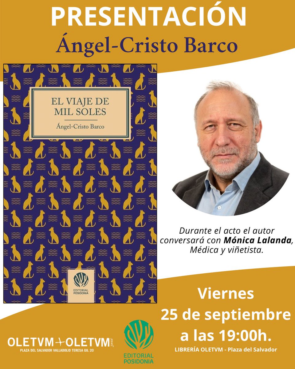 Oletvm's tweet photo. 🗓️ Este viernes a las 19:00h Ángel-Cristo Barco estará en Oletvm presentando “El viaje de mil soles”, acompañará al autor @mlalanda, médica y viñetista. 

📖La gran gesta oceánica. La primera circunnavegación a África.

#ElViajeDeMilSoles #EventoLiterario https://t.co/emIFRWCDMB