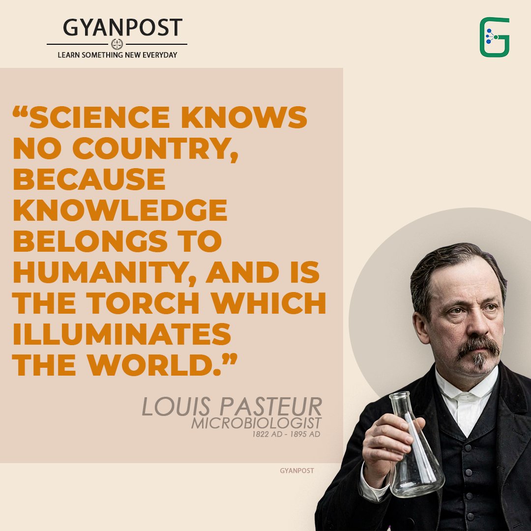 Gyanpost's tweet photo. Louis Pasteur (1822–1895 AD) was a French chemist and microbiologist. https://t.co/DDhiCvxttG