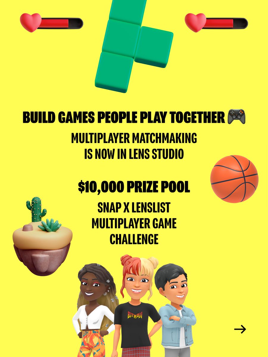 lenslist's tweet photo. Snap Multiplayer Game Challenge, explained 🎮 How matchmaking works, what to build, and resources to get started. Get ready to create your multiplayer Lens!

💰 $10,000 prize pool
📅 Submit by October 12
register 👉https://t.co/KnIZ0XPuJU
See the full breakdown on our blog 🔗
https://t.co/mFrx0XMb2S
