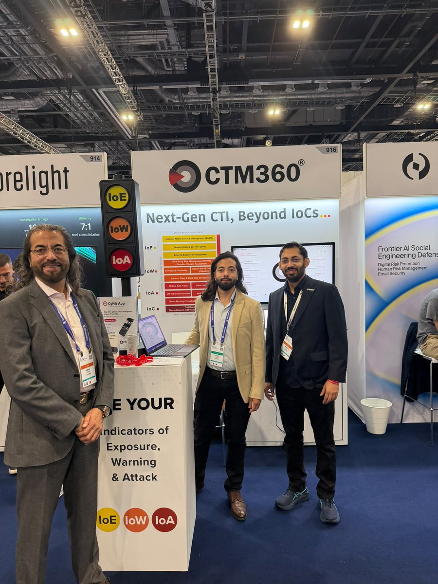 teamCTM360's tweet photo. Day 2 at the Gartner® Security &amp; Risk Management Summit in London!
Our team is here, meeting attendees and showing what Next-Gen CTI looks like in the context of their own organizations.

📍 Booth 916 — stop by, ask a question and say hello.

#GartnerSEC#CTM360 https://t.co/bU6jeerTgA