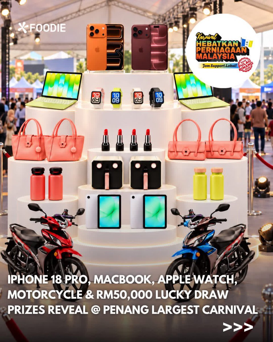 KUSKOPMalaysia's tweet photo. 🔥 TAK KAN BALIK TANGAN KOSONG 🤩

Bukan satu, bukan dua… pelbagai hadiah menarik menanti anda! 😍 jom ke Karnival HPM hujung minggu ni!

📍 Stadium Batu Kawan, Pulau Pinang
📆 26–27 September 2026
⏰ 10.00 pagi – 9.30 malam

🔗 https://t.co/bAFSSY7F6d

#KUSKOP
#MalaysiaMADANI https://t.co/BR9MObCSJO