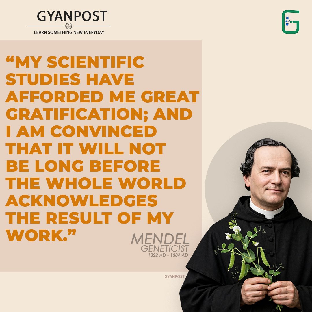 Gyanpost's tweet photo. Gregor Mendel (1822–1884 AD) was an Austrian biologist, meteorologist, and Augustinian friar. https://t.co/Qv4R6u5OSY