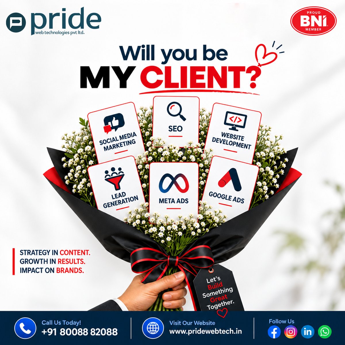 WebPvtltd's tweet photo. Let's elevate your business with Pride Web Technologies Pvt Ltd!
📞 +91 80088 82088
🌐 https://t.co/87a497ubSL
#PrideWebTechnologies #DigitalMarketing #SEO #WebDevelopment #LeadGeneration #MetaAds #GoogleAds #SocialMediaMarketing #BusinessGrowth #BNIMember #DigitalAgency https://t.co/911uB5Ldhk