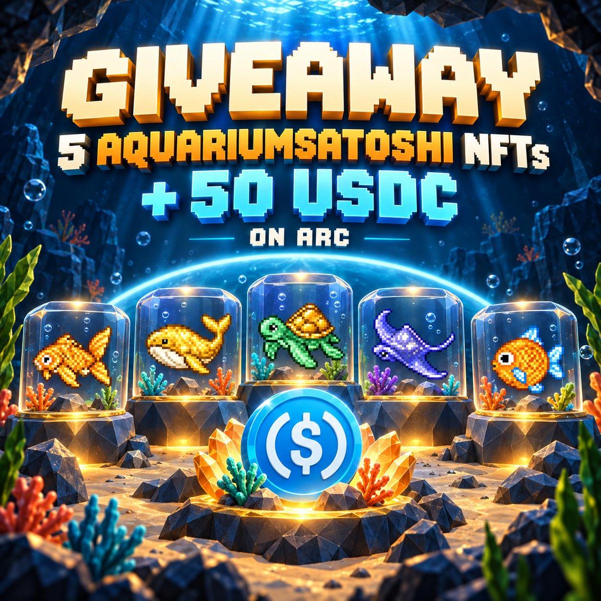 Aquarium_Arc's tweet photo. We're giving away 50 USDC & 5 Aquarium NFTs to 5 winners before @ClankerAquarium launches. 🎁

How to enter:

• RT & Like this post
• Follow @Aquarium_Arc & @ClankerAquarium
• Drop your EVM wallet below
• Join our Discord: https://t.co/GHpT98NtaN

🏆 5 winners - 10 USDC & a NFT each

Winners will be announced before ClankerAquarium launches.

Good luck, Clankers.