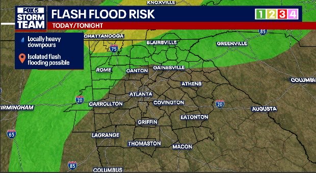JoanneFOX5's tweet photo. The first full day of fall ushers in changes!

A wedge of cooler air builds in from the northeast today - leaving stubborn clouds for most and some nuisance showers for a few. 

However, west/northwest GA may run warmer and contend with gusty, slow-moving afternoon storms. https://t.co/G8n5dv8j88