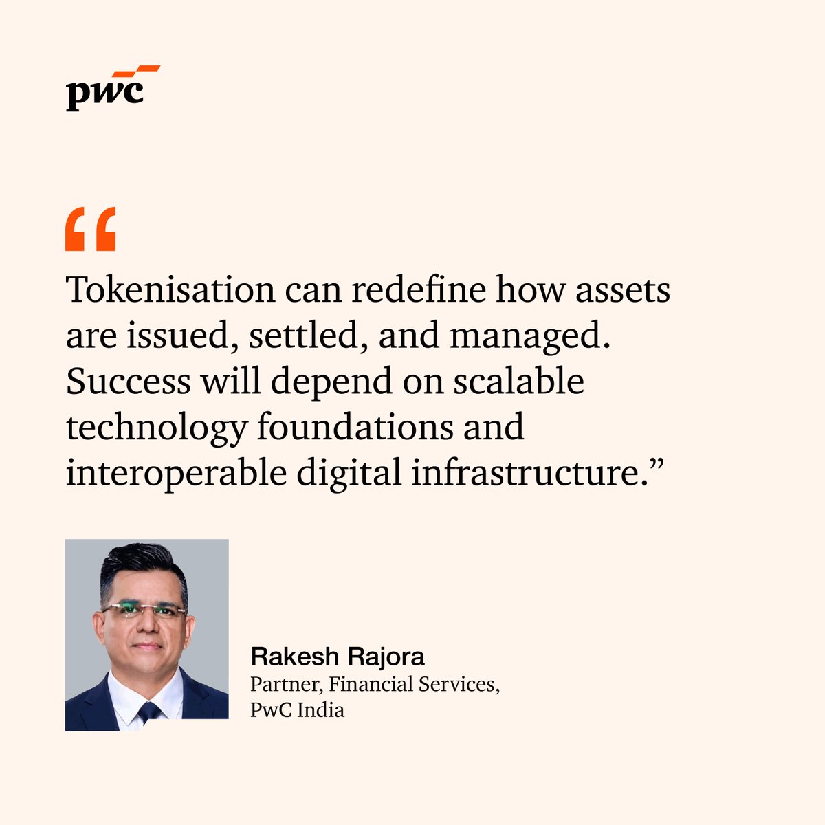 PwC_IN's tweet photo. Our Take on ‘Enabling India to become the global foundry for tokenised assets’ explores how India can build on its digital infrastructure, regulatory progress and technology capabilities to drive the next evolution of financial markets. Know more: https://t.co/5L32gnJMYa https://t.co/HjhfeqsxC0