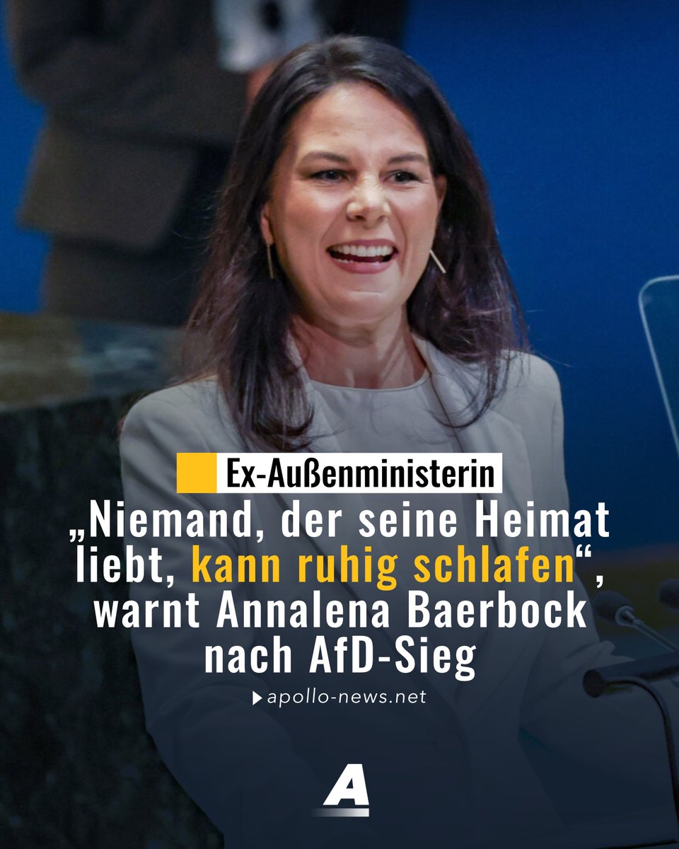 apollo_news_de's tweet photo. Annalena Baerbock warnt angesichts des AfD-Siegs, dass „niemand ruhig schlafen“ könne, der seine Heimat und die Demokratie liebe. Als Professorin der Columbia University wolle sie mit Studenten über ihre Zeit bei der UN reden.
https://t.co/AzMJcILOGG https://t.co/zggfzWn1z5