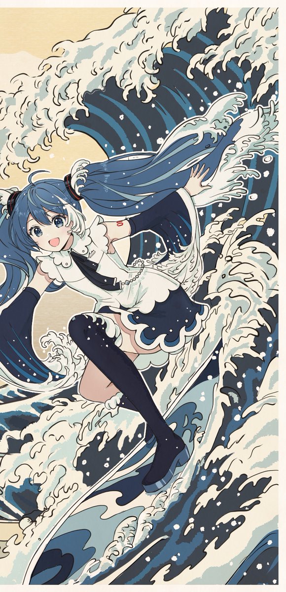 mofmama's tweet photo. オフの日の北斎ミクさん🏄‍♀️🌊

#葛飾北斎 #初音ミクㅤ https://t.co/w7eTYOBxok