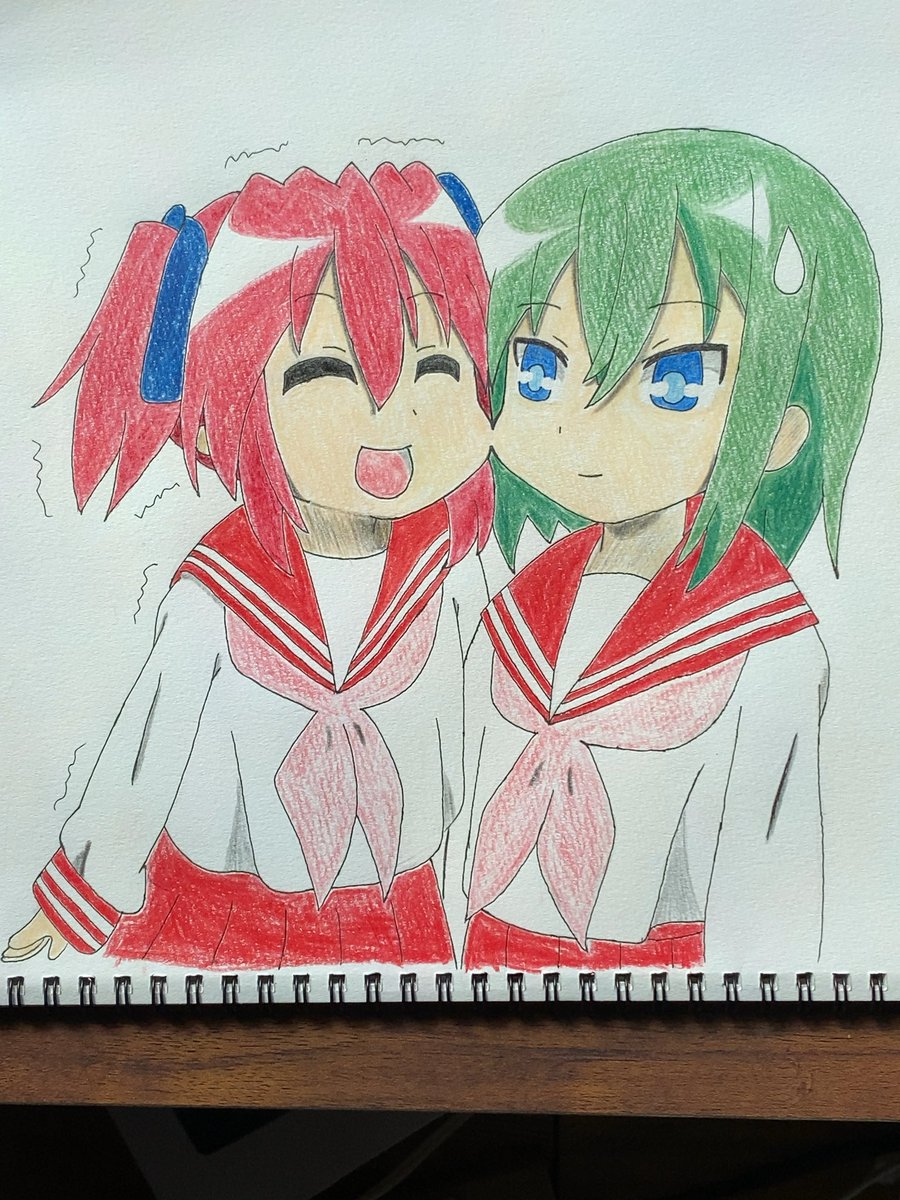 ryooooo713's tweet photo. ほっぺ合わせをしてるゆたかとみなみを描きました。 https://t.co/4xkgQDK0FI