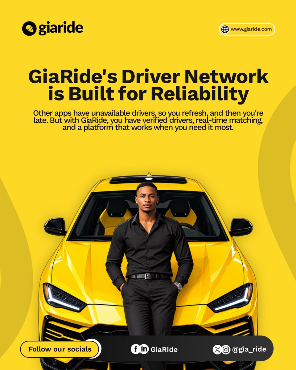 gia_ride's tweet photo. 'No drivers available in your area' at 7:45am.

GiaRide. Verified driver network. Real-time matching. Rides that actually show up.

Coming soon. Follow us for launch updates. 

#GiaRide #RideHailing #ComingSoon https://t.co/LeYko5osX1