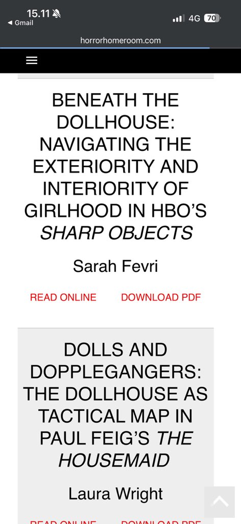 fevrierreads's tweet photo. Ya girl is a contributor on HorrorHomeroom’s special issue!

In my paper I wrote about how the dollhouse in Sharp Objects represents the quaint, yet grotesque, nature of girlhood.

https://t.co/G07UY2VF7E https://t.co/awgbONHX4N