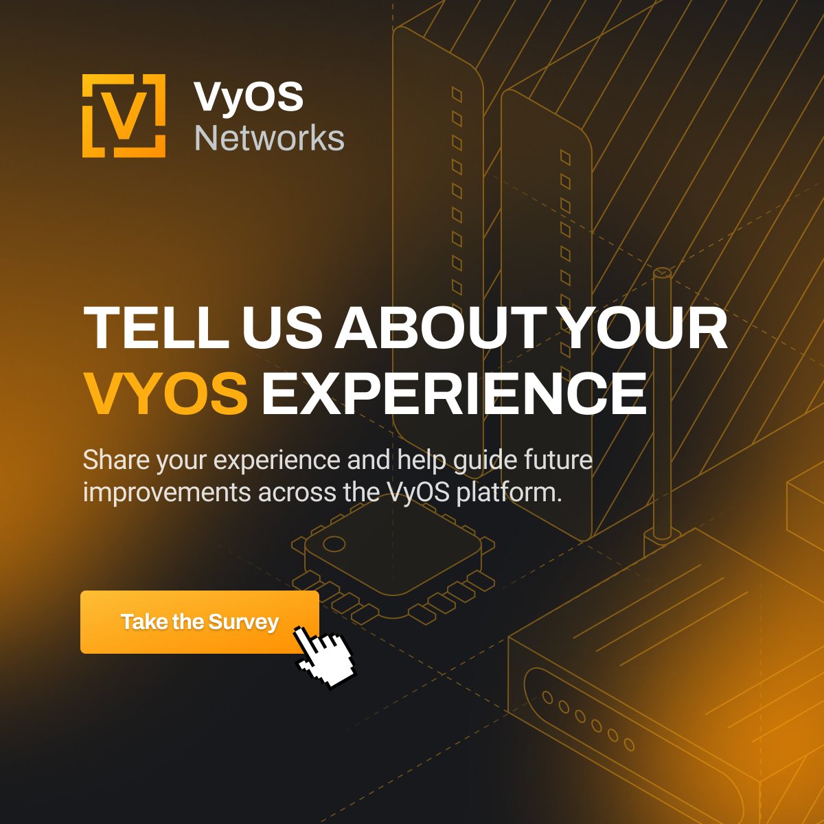 vyos_dev's tweet photo. 🔐 Security and compliance requirements don’t stop at the network edge.

Our September VyOS Community Survey is now open, and we want to hear from the wider networking community.

From hardening and audit logging to SBOMs, vulnerability response, and vendor requirements, what matters most in your environment?

You don’t need to be a VyOS customer to participate. Whether you’re using or simply exploring VyOS, we’d love to hear from you.

📝 Take the survey: https://t.co/bzwMhC9b3g

#VyOS #Survey #Networking #NetOps #NetworkSecurity #Compliance #Cybersecurity #NetworkEngineering #Infrastructure