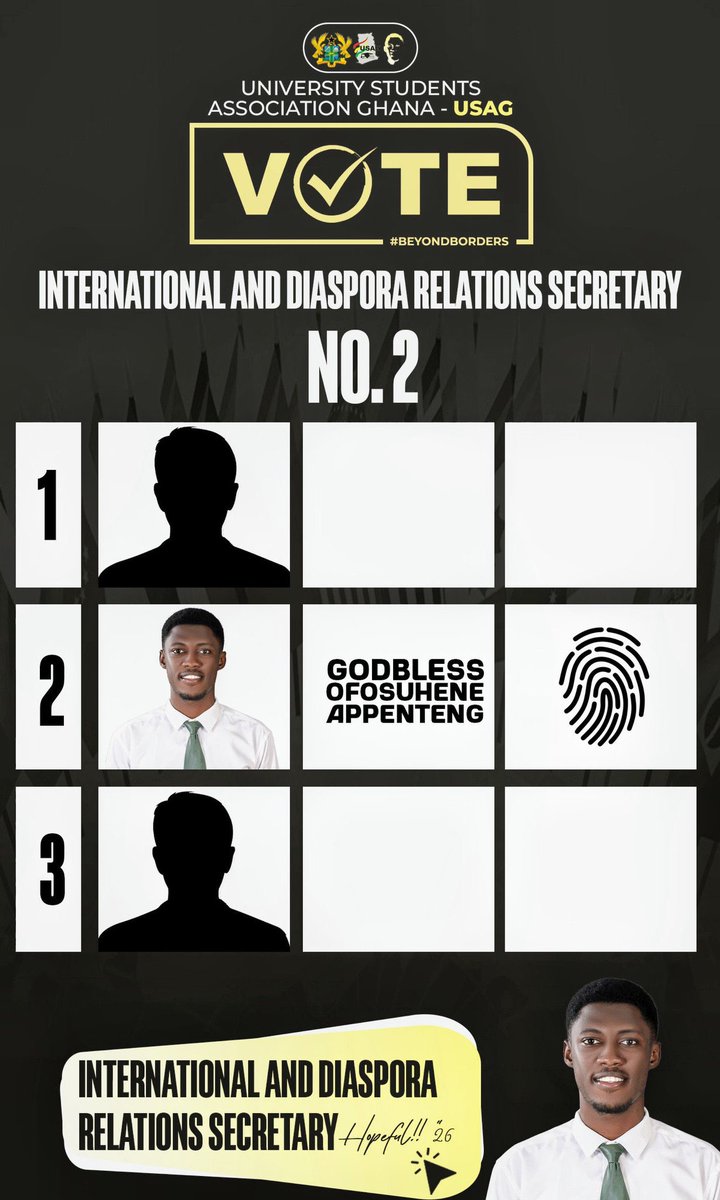 t_roy023's tweet photo. Dear USAG🤲🏼
Vote No 2 @QwesiAdvice as your next IDRS. 
#ThelatterGlory
#BeyondBorders 
#USAG26 https://t.co/wfiqeZcwGx