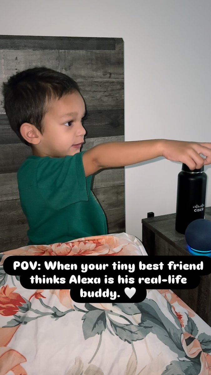 LibbieLevee's tweet photo. Every little conversation becomes a memory, and every innocent word feels like pure magic. Just a little boy chatting with his favorite voice assistant, one adorable moment at a time. https://t.co/sUxasZSF5E