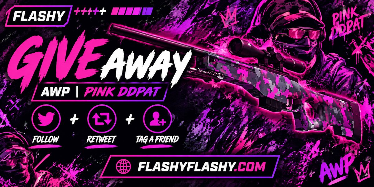 flashyflashycom's tweet photo. 24H GIVEAWAY !!! AWP Pink DDPAT !

To win:
✅ Visit for free codes: https://t.co/EmdZFb87B5
✅ Retweet
✅ Tag a friend 
✅ Follow us https://t.co/NJjzamrW5o