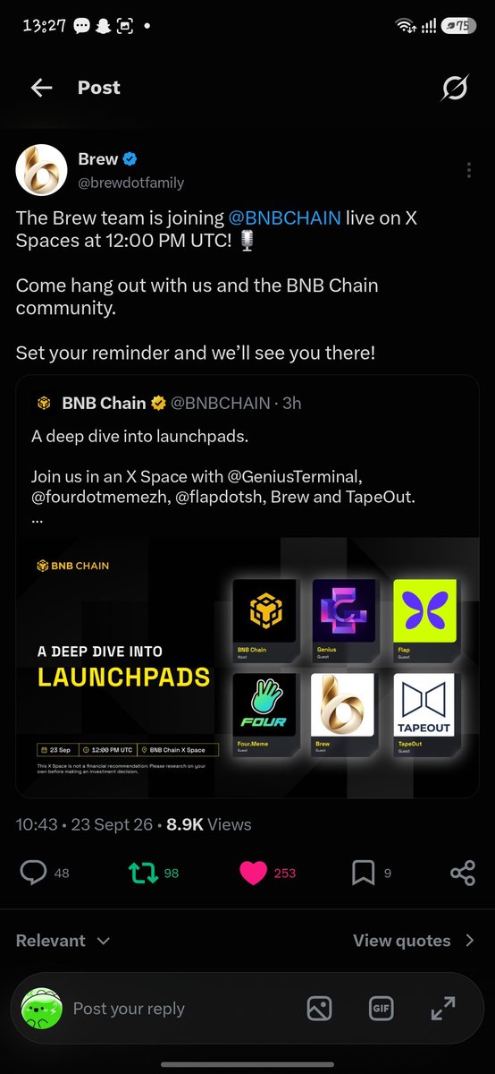 Tl_VC33's tweet photo. This brew launchpad will be recognised today by BNB chain
I think $HEBREW something today

@HEBREWBNB 

0xeDD35445fb50ee4fB093F4cb002cE5fB3bac778F https://t.co/z8DOzUApq0