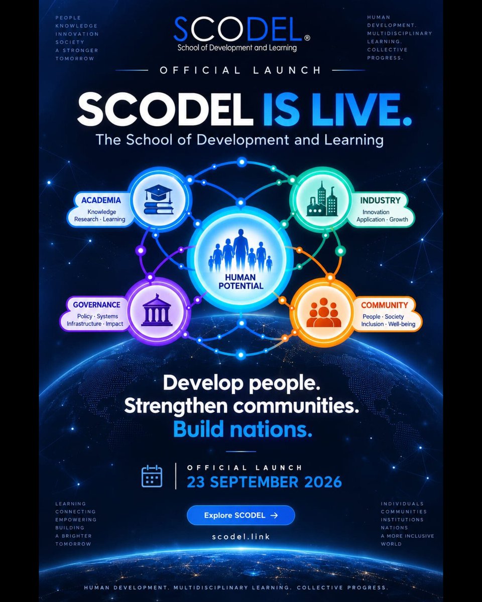 NeonexSTEAM_'s tweet photo. 🌐 SCODEL is LIVE.

A new chapter in human development begins — bringing together Academia, Industry, Governance &amp; Community to unlock human potential and drive collective progress.

Develop people. Strengthen communities. Build nations.

#SCODEL #OfficialLaunch #HumanDevelopment https://t.co/I28HHrQ35d