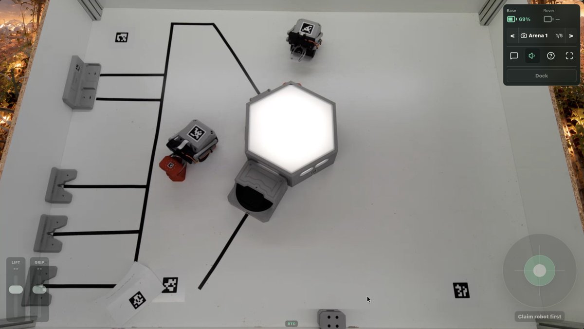 mbragagia's tweet photo. https://t.co/Ujm2bMlrQq → an online game where you control a real robot in a real arena

Such a lovely project! That's what I love internet for. There is something in the physically of it that makes it feel **important**. Much more than a virtual game. https://t.co/X8bGtwRCiR