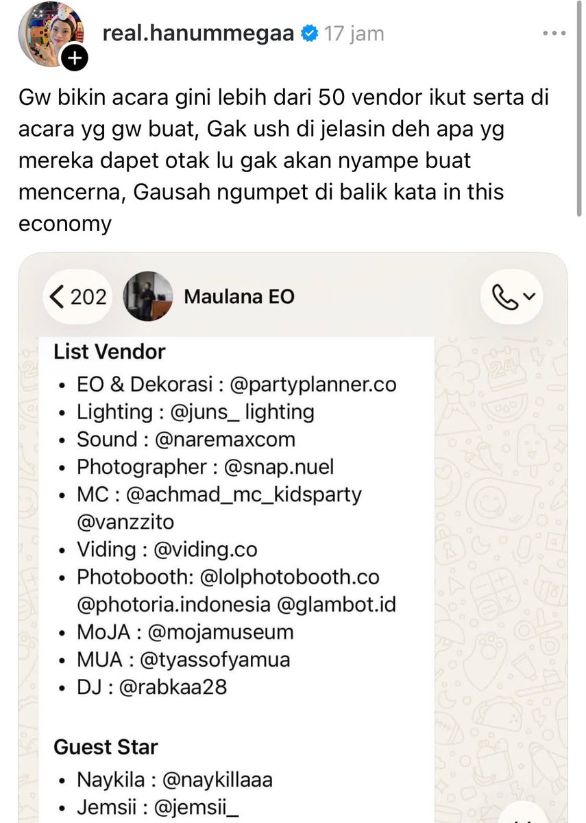 watermealen's tweet photo. hanum mega komentar julid netizen yg nyuruh orang2 cancel culture.. jujur  menurut aku ya gapapa kalo misalnya pake uang sendiri yang dia hasilin dari kerja keras dia.. dia pernah bilang di vt gappaa lah ya kali” ngerayain ultah sendiri..

terus hanum juga bilang kalo pake 50 vendor dan aku liat ada juga dagangan umkm disana.. jd ga full jajanan mall malah kebanyakan umkm yang dipake hanum.. justru hanum membantu perputaran ekonomi, kasian bgt dari tas souvenir sampe udh ultah pun kena hujat 😭😭 

serius nanya, emg kenapa deh pada ngajakin cancel culture hanum? salahnya dimana?