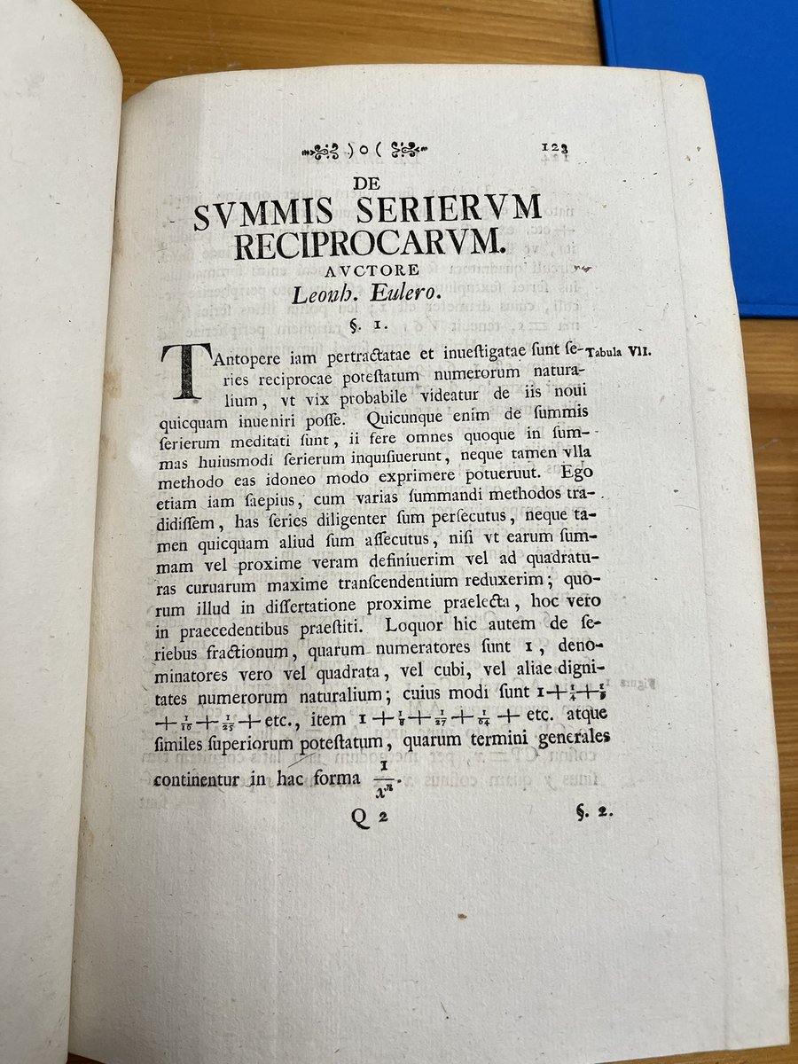 NaoS__'s tweet photo. Basel大学でEulerがBasel問題を解いた論文(原著)やEulerの公式の初出の文献などを見せてもらいました https://t.co/1fqVhHQRCs