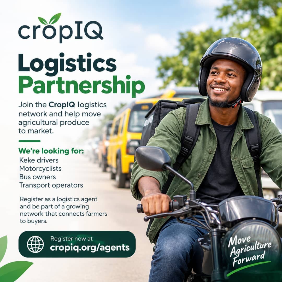theCropiq's tweet photo. Become a CropIQ Logistics Partner!

Do you own a keke, motorcycle, bus, or other means of transportation?
Join our logistics network and help connect farmers with buyers by moving agricultural produce to where it needs to go.
Register as a Logistics Agent:
https://t.co/Cq2umBzC0p https://t.co/cWFZZU7dyy