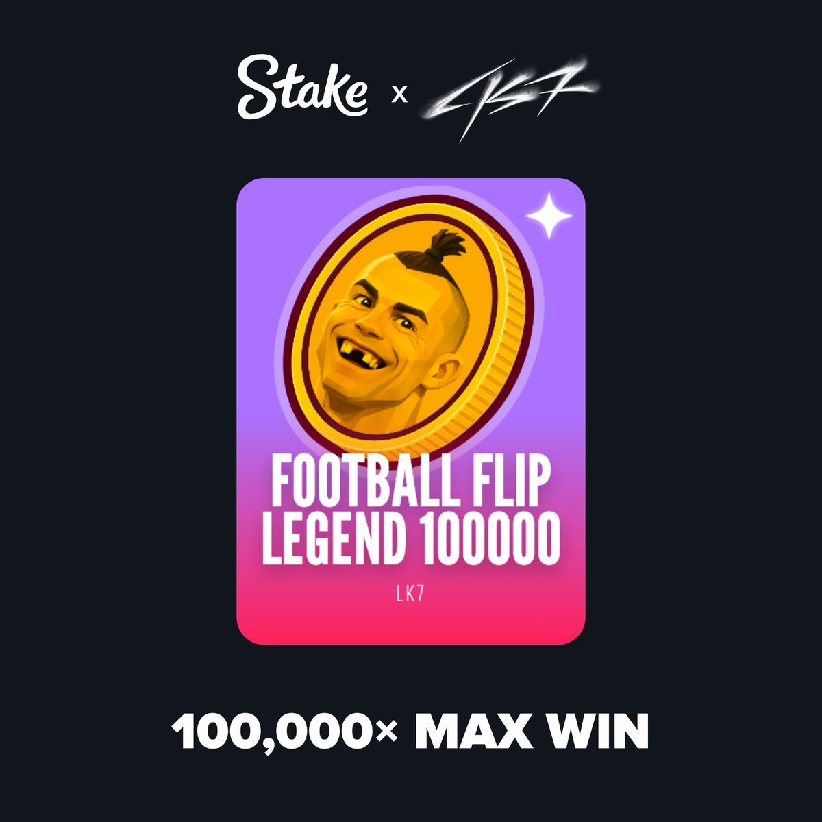 LK7com's tweet photo. Drop your Stake ID!

New game🚨
FOOTBALL LEGEND FLIP 100000 on @Stake https://t.co/3xC3uvJ0Bx