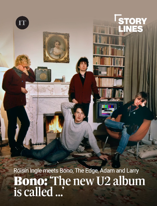 IrishTimes's tweet photo. 🎙️“So am I allowed to say the name of the album or not?” he asks, as his bandmates Larry Mullen, Adam Clayton and the Edge look on.

🔺Róisín Ingle meets the entire band on the final episode of Irish Times podcast Drummer Seeks Musicians. 

More here: https://t.co/gQWblliVTM

Drummer Seeks Musicians: The Making of U2 is available on https://t.co/kyuHbbMIzH and wherever you get your podcasts