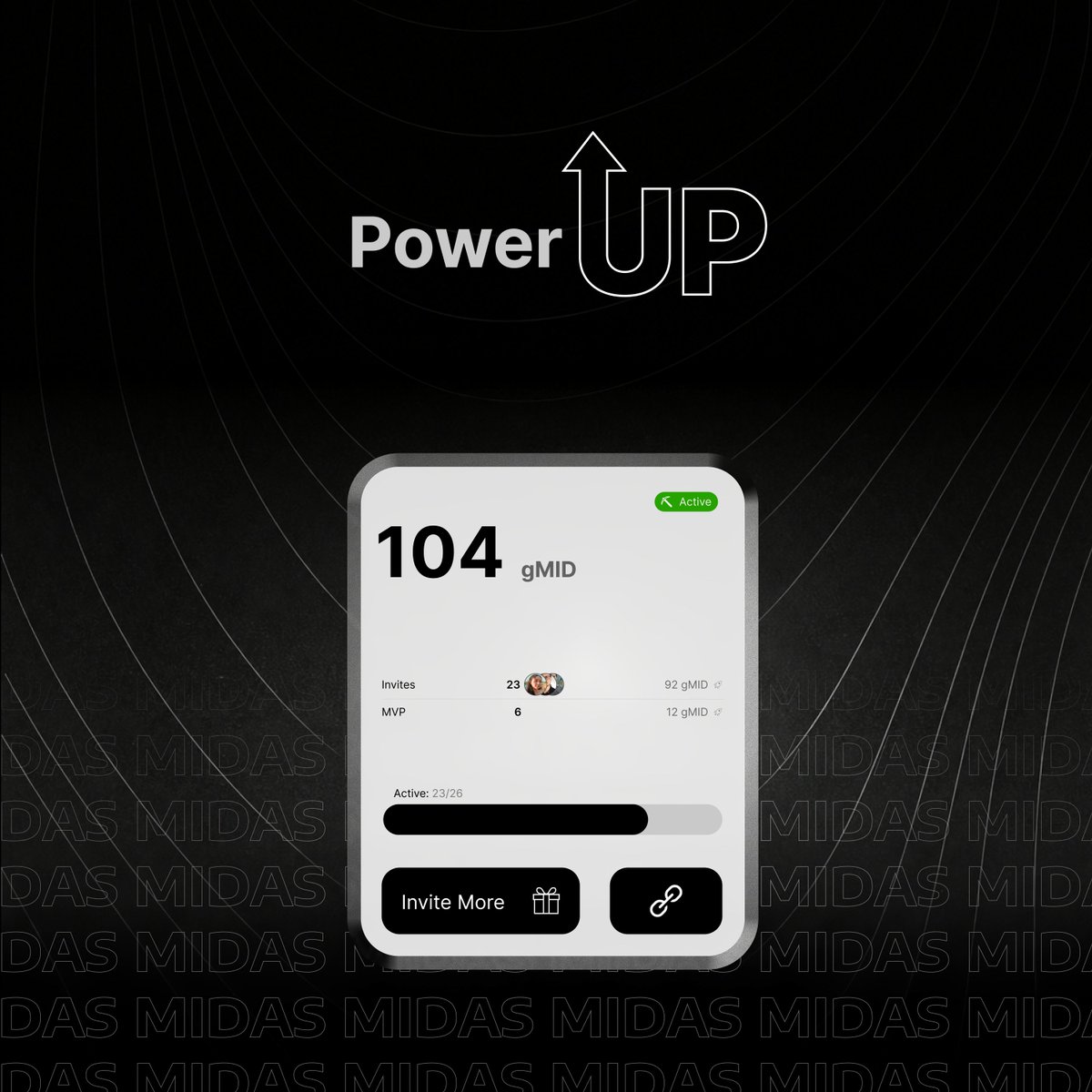 Midas_Lab's tweet photo. Power Up Your Mining.

Midas gives you multiple speed boosters to increase your mining rate during each session.

In Gold Mining, two boosters can increase your base mining speed:

Invite Boost:
Get a 50% boost on your base speed for every active invite during each mining session.

MVP Boost:
When an invited miner completes 20 mining sessions in any category, you unlock an additional 25% boost on your base speed for each MVP.

What about Silver Mining?
An invite is required to activate your speed boost. Once you invite someone, Gold Mining is automatically unlocked for you, allowing you to mine both Silver and Gold during your mining sessions.

Build your network. 
Unlock more boosts. 
Mine more with Midas Lab.

#MidasLab #Midas #MID
