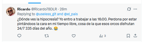 useless_git's tweet photo. Hace unas preguntas estúpidas. Miente en primera instancia, o segunda, o ambas. Da posible respuesta a su propias preguntas. Bloquea. Si fuera un candidato a campeonato de cuñado, tendría una puntuación envidiable. https://t.co/agG4ZtieCb