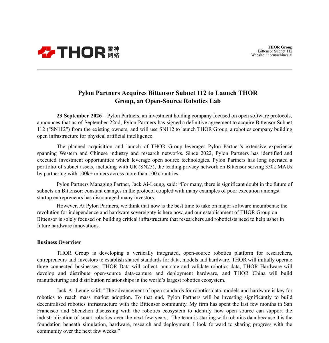 THORMachines's tweet photo. OFFICIAL: Pylon Partners Acquires SN112 to Launch THOR Group https://t.co/ze9xBmX8L2