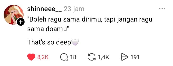 stlovve's tweet photo. merinding banget . .

lagi stress out soal rekrutmen, training, rasa ragu dan lain lain tiba tiba ini lewat kaya Ya Allah iyaa ga akan ragu lagi 🥲🙏🏻 https://t.co/WrvhUCsq2f