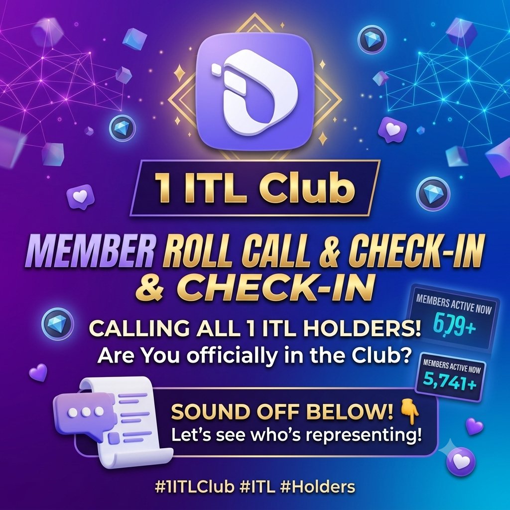 forhad430vk's tweet photo. 1 ITL Club Check-In / Member Roll Call
​Calling all 1 ITL Club members! 💎💜 If you’re holding and officially part of the club, sound off below. Let’s see who’s representing today! 👇🔥 #1ITLClub #ITL #Holders
#InterLink #ITLG #ITL https://t.co/BHdfLfstcl
