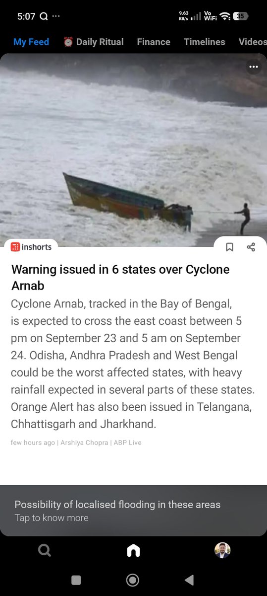 nomadsumit's tweet photo. @inshorts 
Providing responsible news is the primary duty . It's not a cyclone . It's a deep depression. https://t.co/DjDXTVaSC0