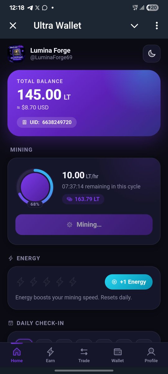 LuminaForge690's tweet photo. Found something worth checking out if you’re already creating Web3 content 👀

Ultra Wallet is currently running an Ambassador Program where approved creators can earn $10 per eligible post.

But the ambassador reward isn’t the only way to earn 👇

🏆 Referral contests with $5,000 shared among the top 10
⛏️ Mine & earn LT
🤝 Refer users and earn LT + USDT bonuses
 🎥 Complete tasks & watch ads for additional rewards

The interesting part?

You’re basically turning content you’re already creating into another potential earning stream.

How to start:

1. Open Ultra Wallet through my referral 👇
2. Go to Profile → Contests
3. Find Ambassador Program
4. Tap Open and follow the requirements

Join here: https://t.co/a57NB4ZNVD

Just make sure you read the campaign requirements before posting — eligibility, impressions and approval matter.

Create → Publish → Submit → Get approved → Earn.