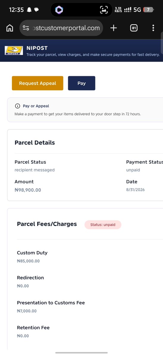 Trex1220's tweet photo. Total cost of goods I'm receiving is 115 euro but Tinubu is charging me 98,900 to clear is from customs.
😪
I don tire for the title "Nigerian" https://t.co/LpwK99fh0F