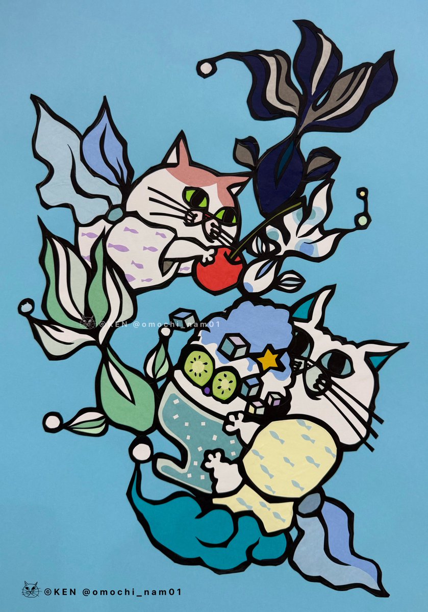 omochi_nam01's tweet photo. なんて素晴らしいハッシュタグ！！ うちの中一の息子のKENの切り絵作品も見てほしいです…！！！
#全クリエイターに告ぐ猫の作品を解放せよ https://t.co/DIpG0wjWUY