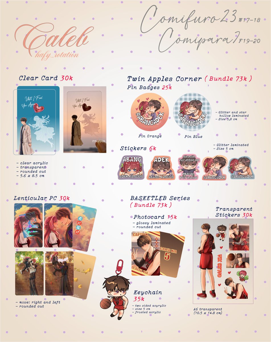 hafy_rotation's tweet photo. 🍀Shares are appreciated🍀 
(1/3) 
#Comifuro23 + #Comipara7 Pre-order catalogues and GIVE AWAY 🍎

📅
Comipara: 23 sep- 28 sep '26
Comifuro: 23 sep- 3 okt '26
Mail order: 23 sep-7okt '26
⟡ GO(s) open, DM first  
⟡ new merch 
Fandom: Aespa, Caleb, Lads, Valko, Chilumi, Jinmao, Friemel, Denji-Reze

🛍️Mail Order Link: https://t.co/gUAvvjJ53N

🛒Pick Up Link 
⟡ COMIFURO23 : https://t.co/sEHgsjtwoe
⟡ COMIPARA7 : https://t.co/udd4G0DANK

Give away dibawah^^