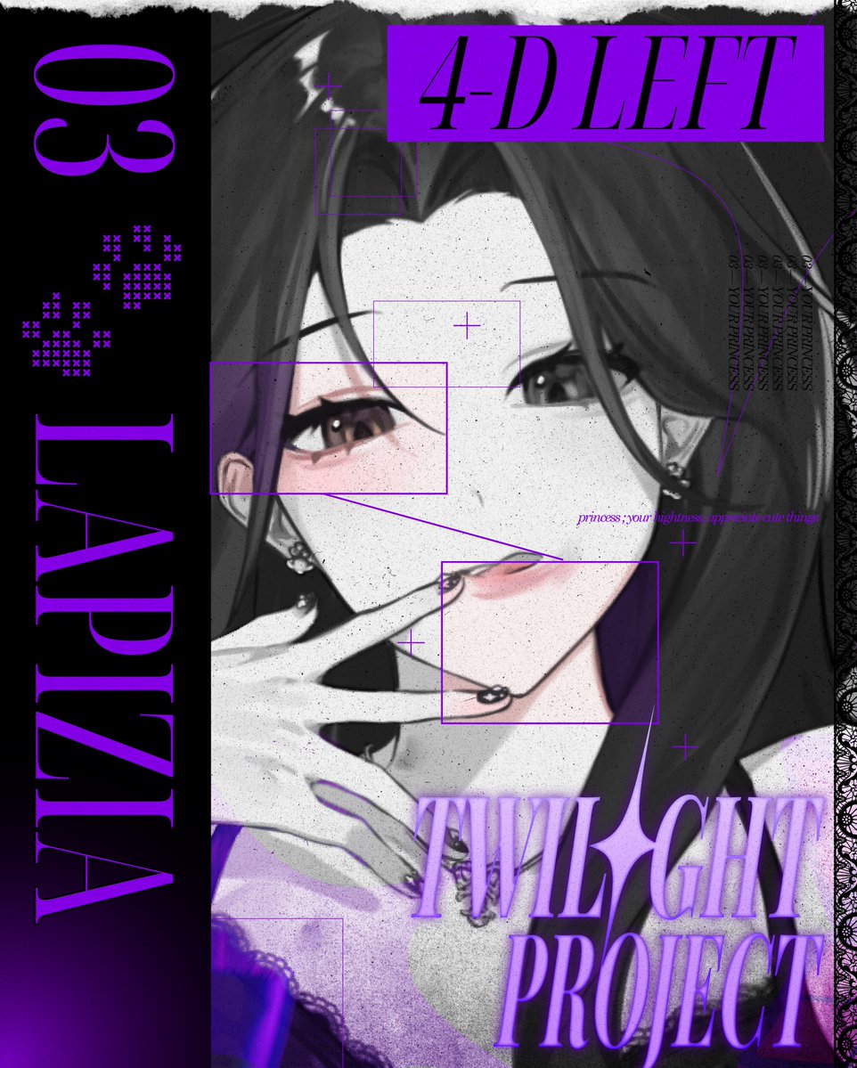 RoyalP_info's tweet photo. ◤ RYP : TWILIGHT PROJECT ◢

【4-D】No.3 Lapizia (@74qi_utq) 🐈‍⬛
"The curves that make self-control optional."

Group Cover Release — 9/27 ⚠

#ロヤプラ #ROYAPURA