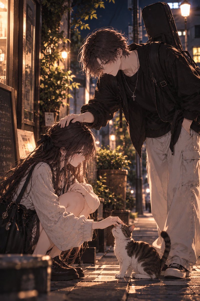 KagamiAyane's tweet photo. ご飯の帰りに猫を見つけて、しゃがんで撫でてたら、凛が急に私の頭を撫でてきた。
「……何してるの？」
「綾音が猫撫でてたから、俺も」
「意味わかんないんだけど
そう言ったら普通に笑ってた。
私は猫を撫でて、凛は私を撫でる。
……私、猫と同じ枠に入ってない？
でも、手をどけてとは言わなかった。
#Miraimind #Zeta #恋愛