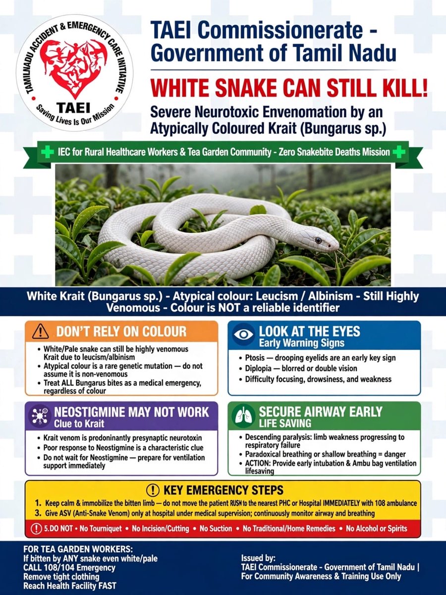 Maddoc_MD's tweet photo. WHITE Snake can Still Kill !🏃‍♂️

Still Highly Venomous..🐍

Colour is NOT a reliable Identifier❌ https://t.co/bPcAPyFxvT