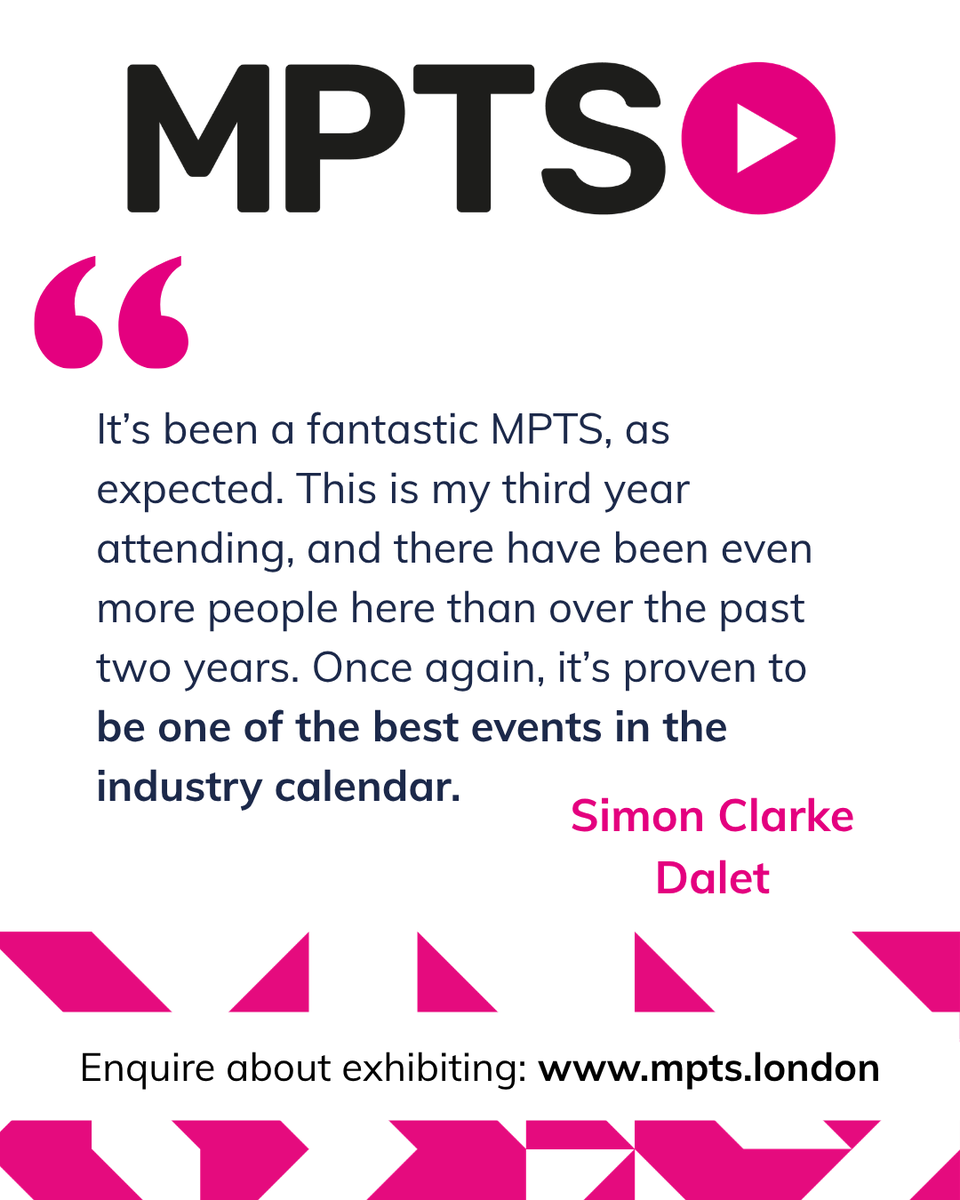 mpts_london's tweet photo. "One of the best events in the industry calendar": that's how our exhibitor Dalet described MPTS!

With 75% of the show floor already booked for 2027, now is the time to secure your place alongside the brands shaping the broadcast, production and media technology industries.

🤝 Interested in exhibiting or sponsoring? Find out how your brand can be part of MPTS 2027: https://t.co/yCnYNHqiJg

📅 Planning to visit? Register your interest for MPTS 2027: https://t.co/bpsqGPmL7c

#MPTS #MPTS10Years #MPTS2026 #MediaTech #FilmTV #Networking #PostProduction #Studios #Pitching #Workflow